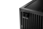 A close-up image of the be quiet! DARK POWER 14 1200W Power Supply, showcasing its black metal housing and various ports and connections.