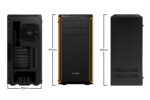 be quiet! PURE BASE 600 Window Orange PC Case dimensions 470x492mm front/back views