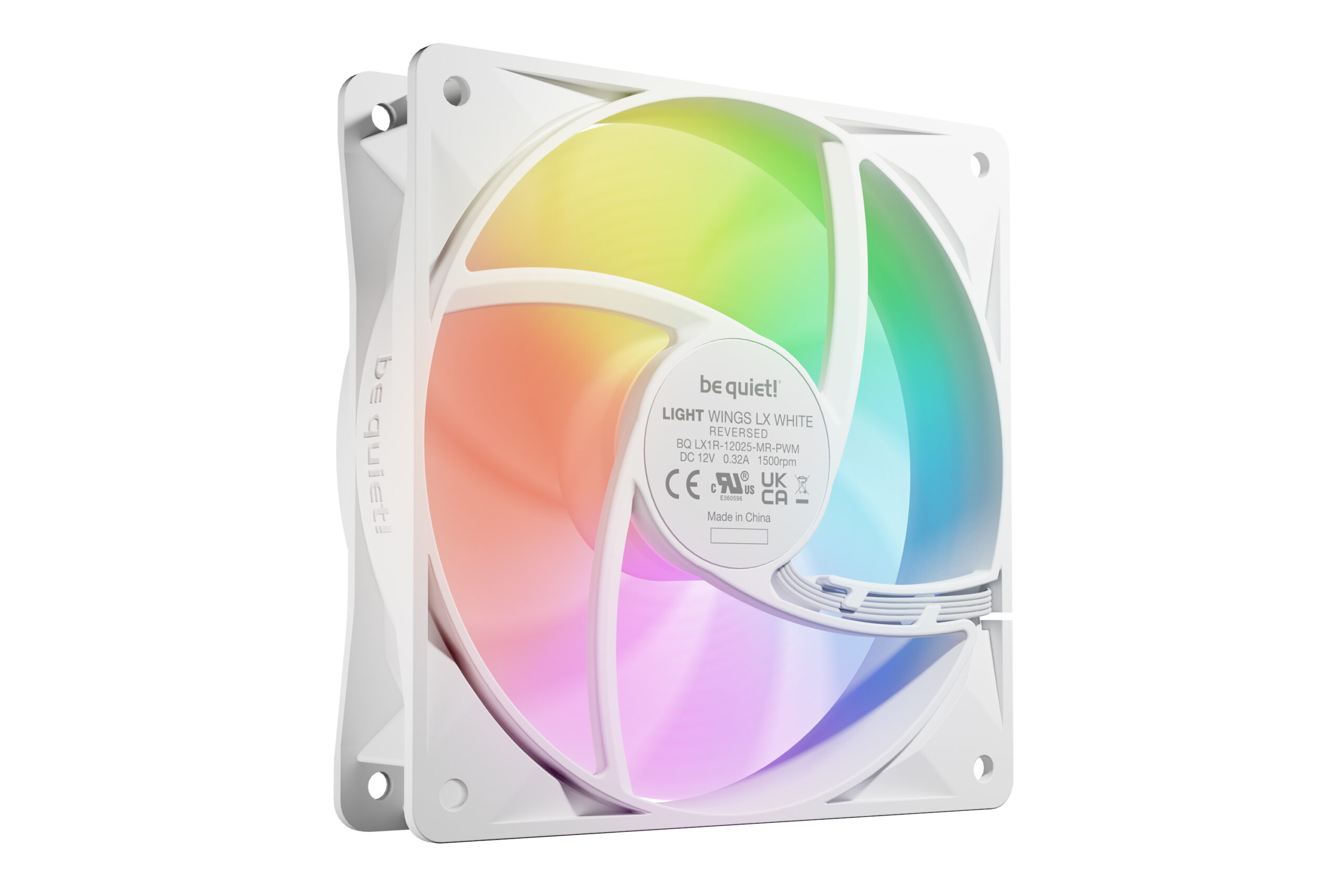 be quiet! LIGHT WINGS LX 120mm PWM Reverse White Fan - Angle view