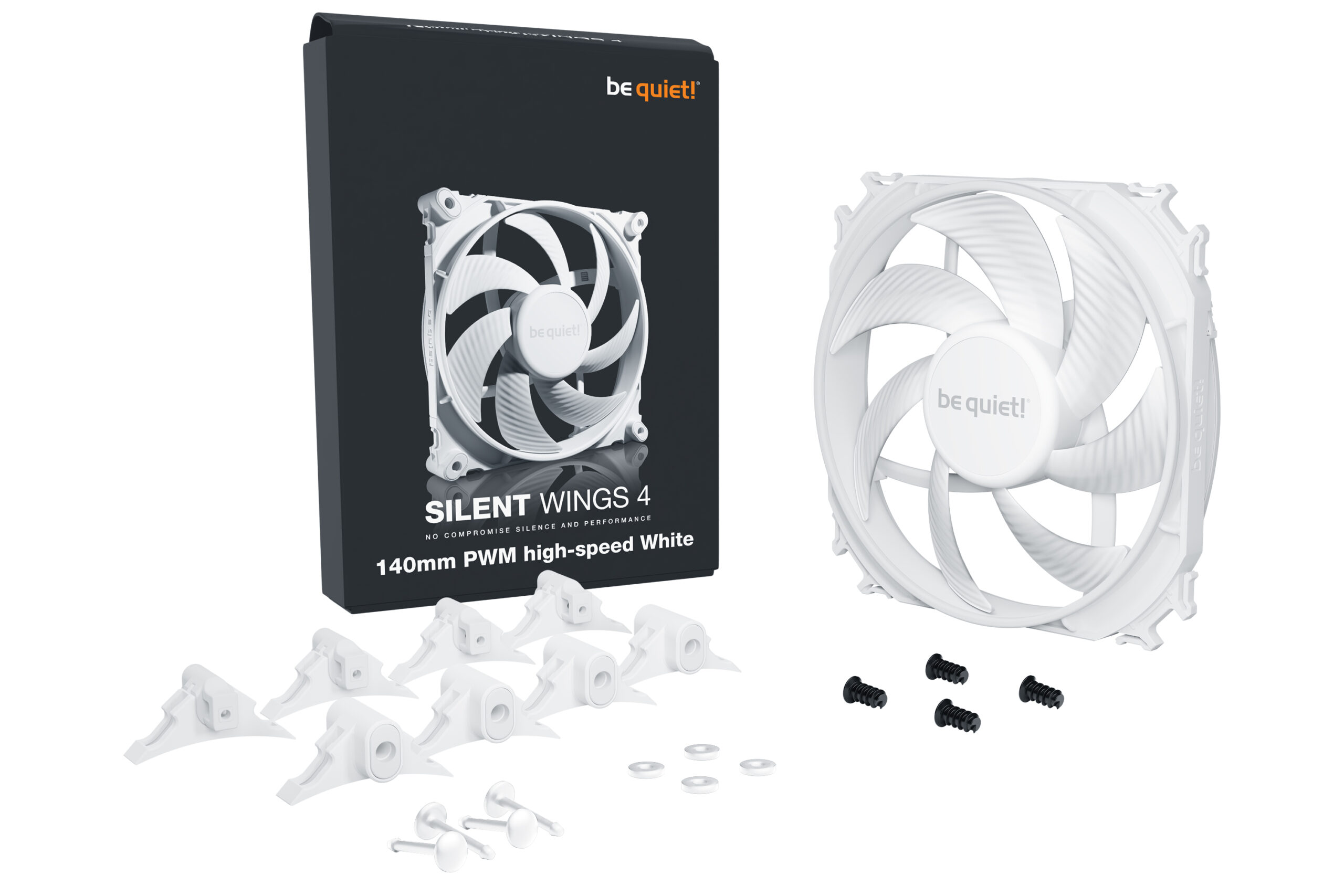 be quiet! SILENT WINGS 4 140mm PWM HS White Fan - Angle view