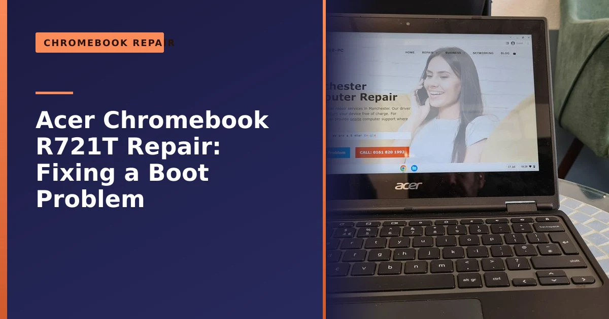 An Acer Chromebook R721T being repaired