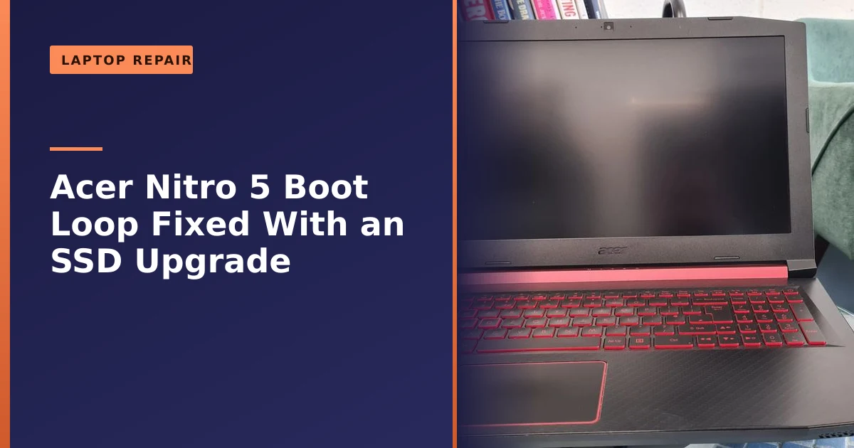 An Acer Nitro 5 gaming laptop after an SSD upgrade