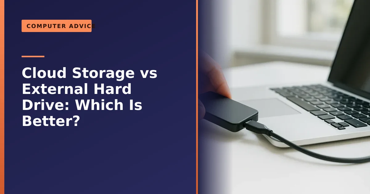 An external hard drive being plugged into a laptop