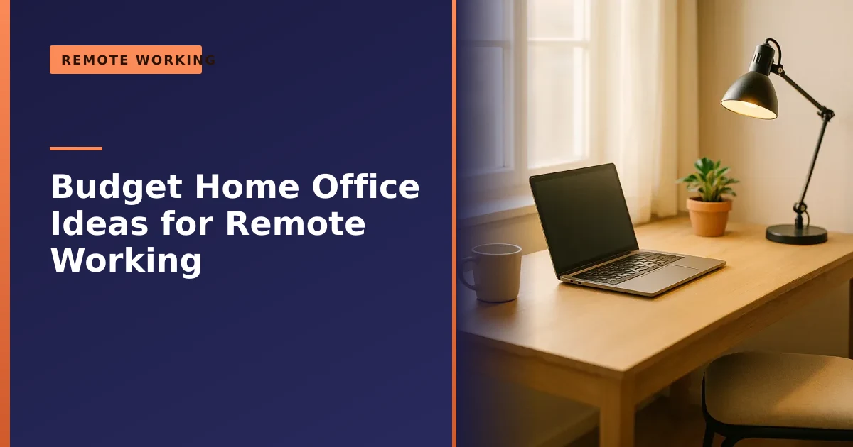 A tidy budget home office desk by a window