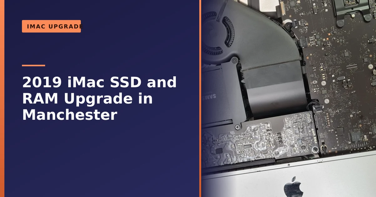 A 2019 iMac opened for an SSD and RAM upgrade