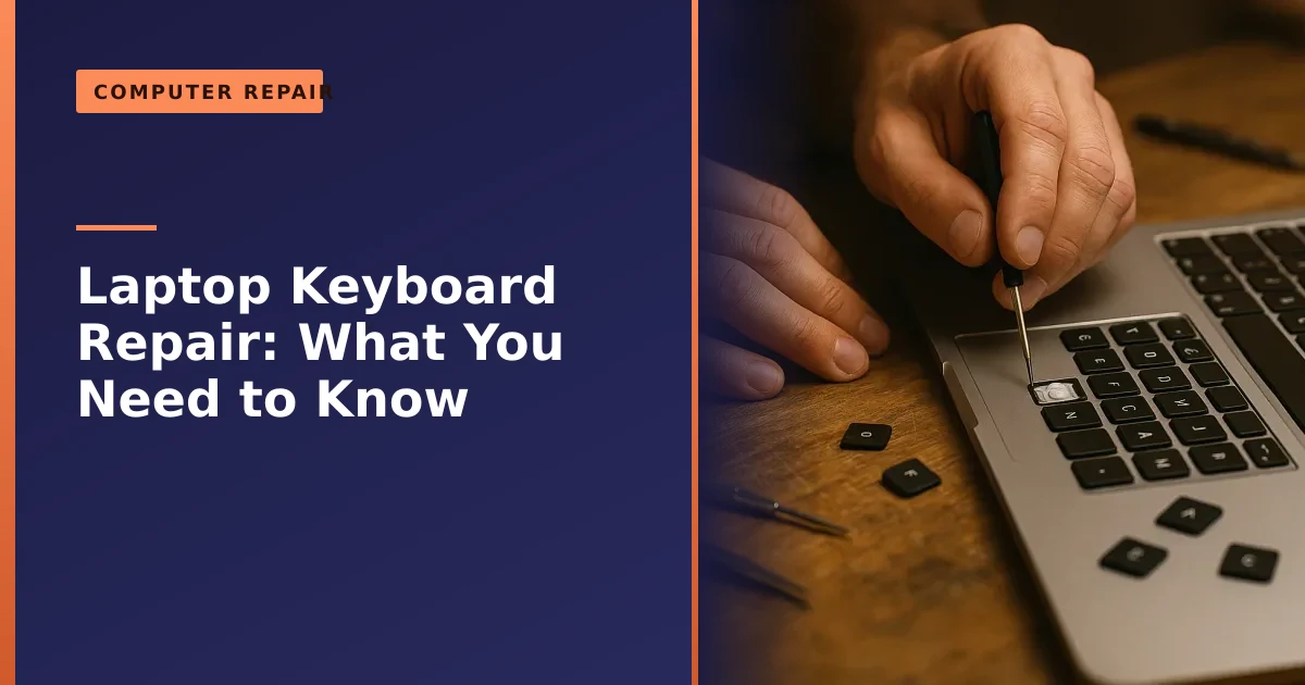 A technician repairing a laptop keyboard