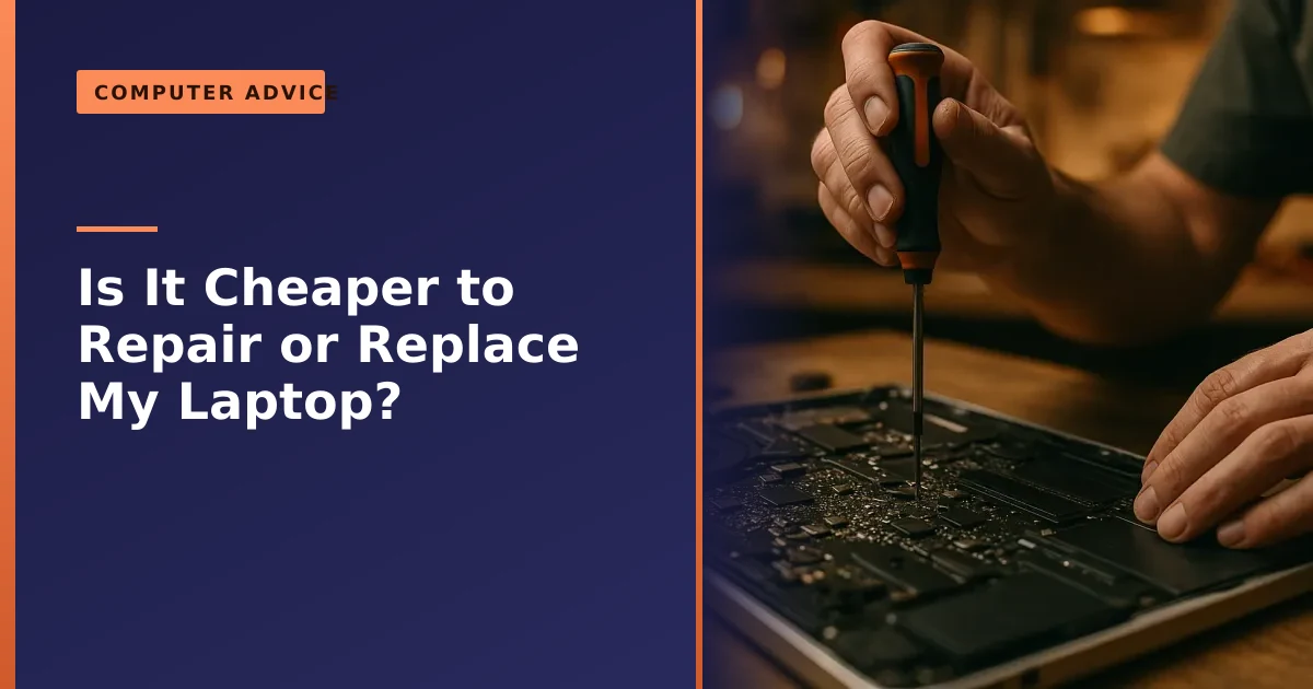 A technician deciding whether to repair an open laptop