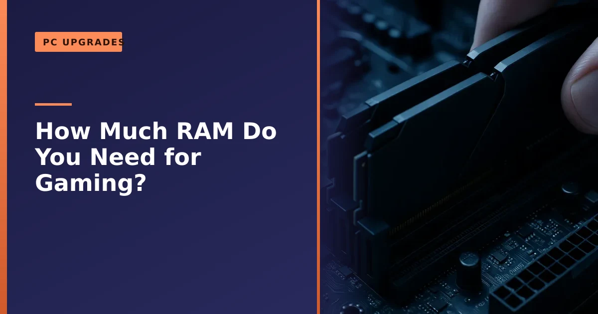 Two RAM memory modules being fitted into the slots of an open desktop gaming PC motherboard